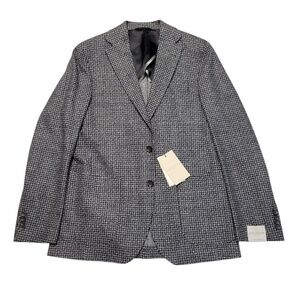 Jack Victor Hampton Wool Silk Blazer Men 40R Sport Coat Black Gray Houndstooth